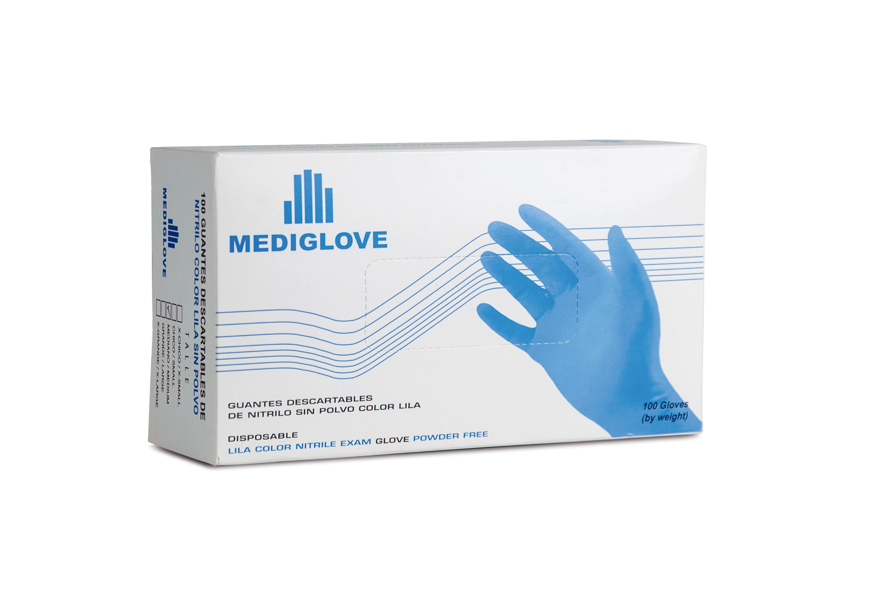 Guantes De Nitrilo Lavanda. Sin Polvo - (1x100un) Mediglove