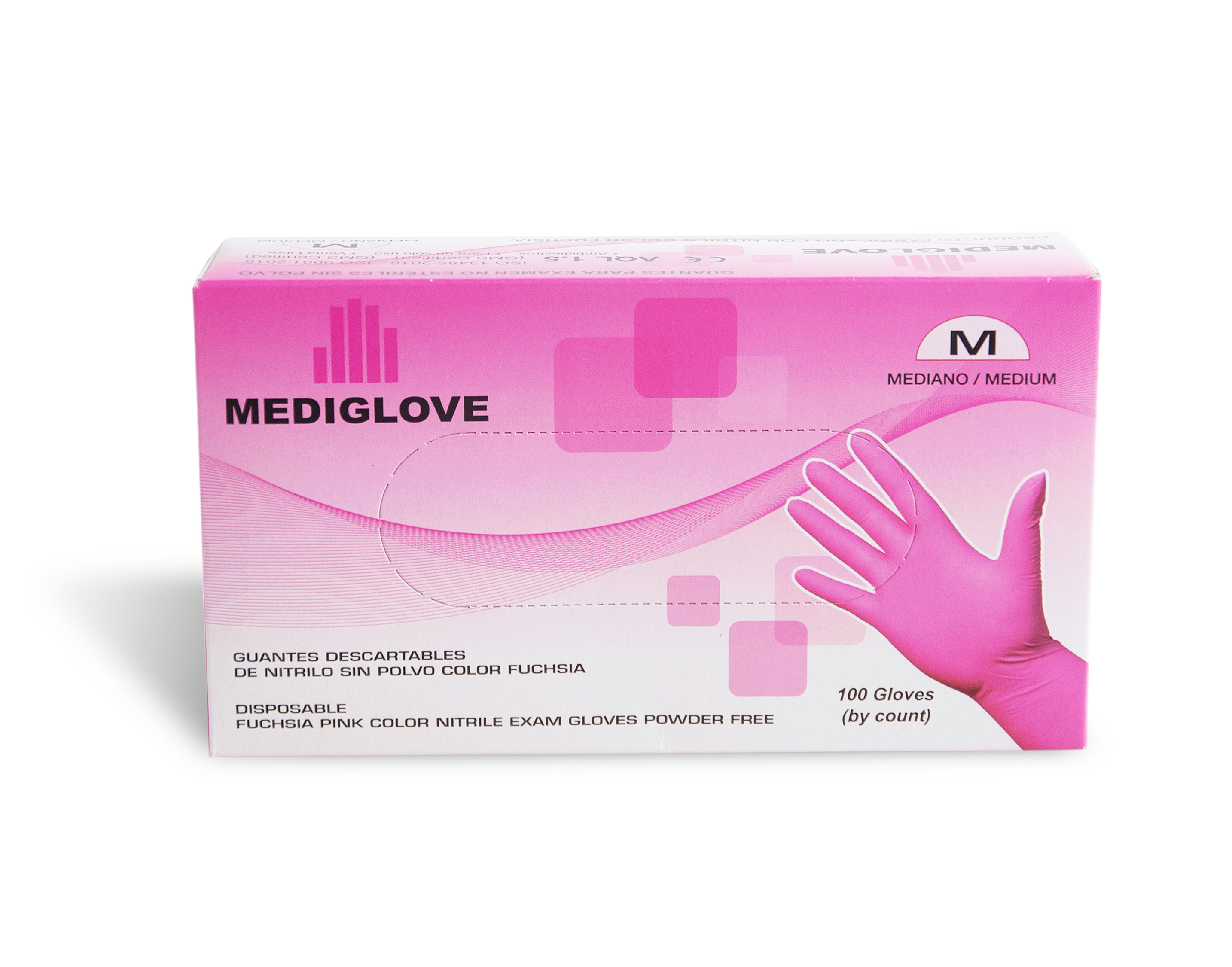 Guantes De Nitrilo Rosa Fuchsia Sin Polvo -(1x100un) Mediglove