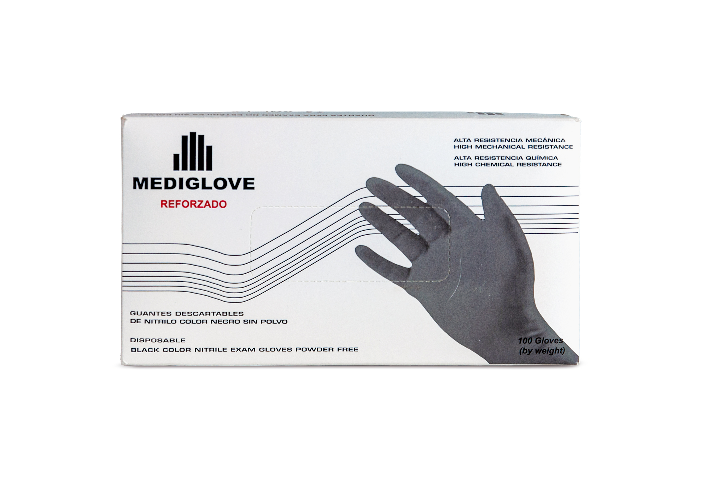 Guantes Nitrilo Negro. Reforzado (1x100un) Mediglove