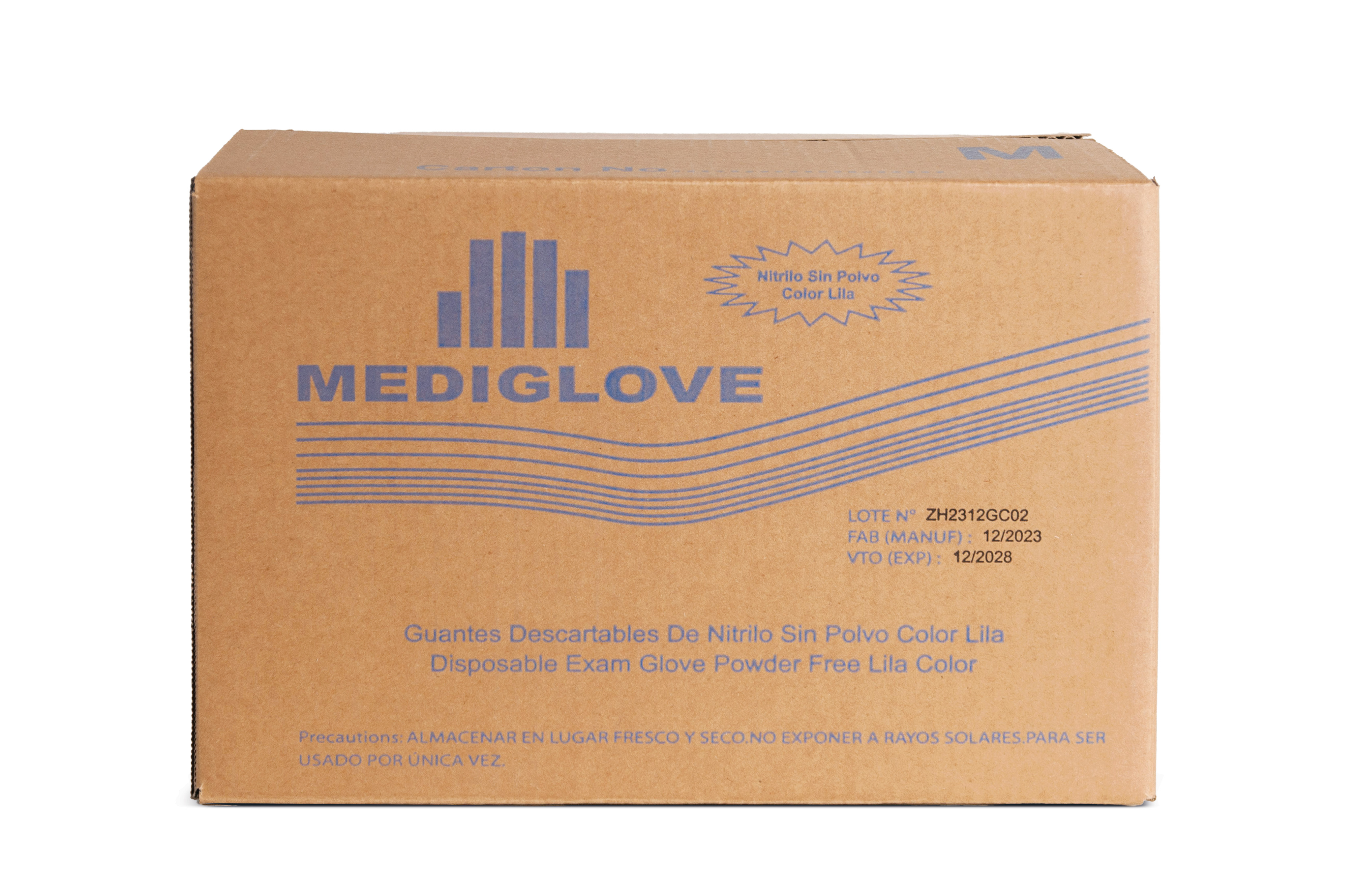 Guantes De Nitrilo Lavanda. Sin Polvo - (1x100un) Mediglove