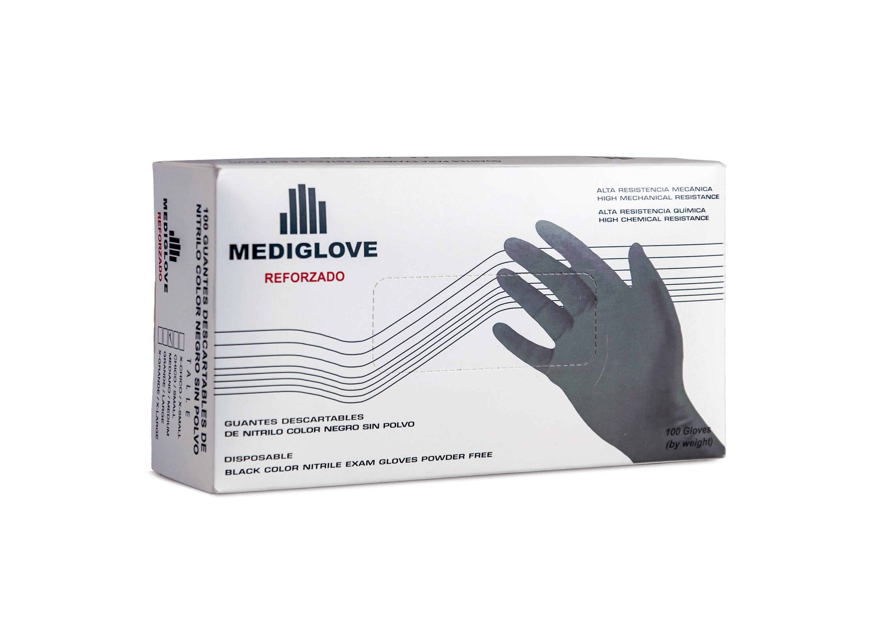Guantes Nitrilo Negro. Reforzado (1x100un) Mediglove