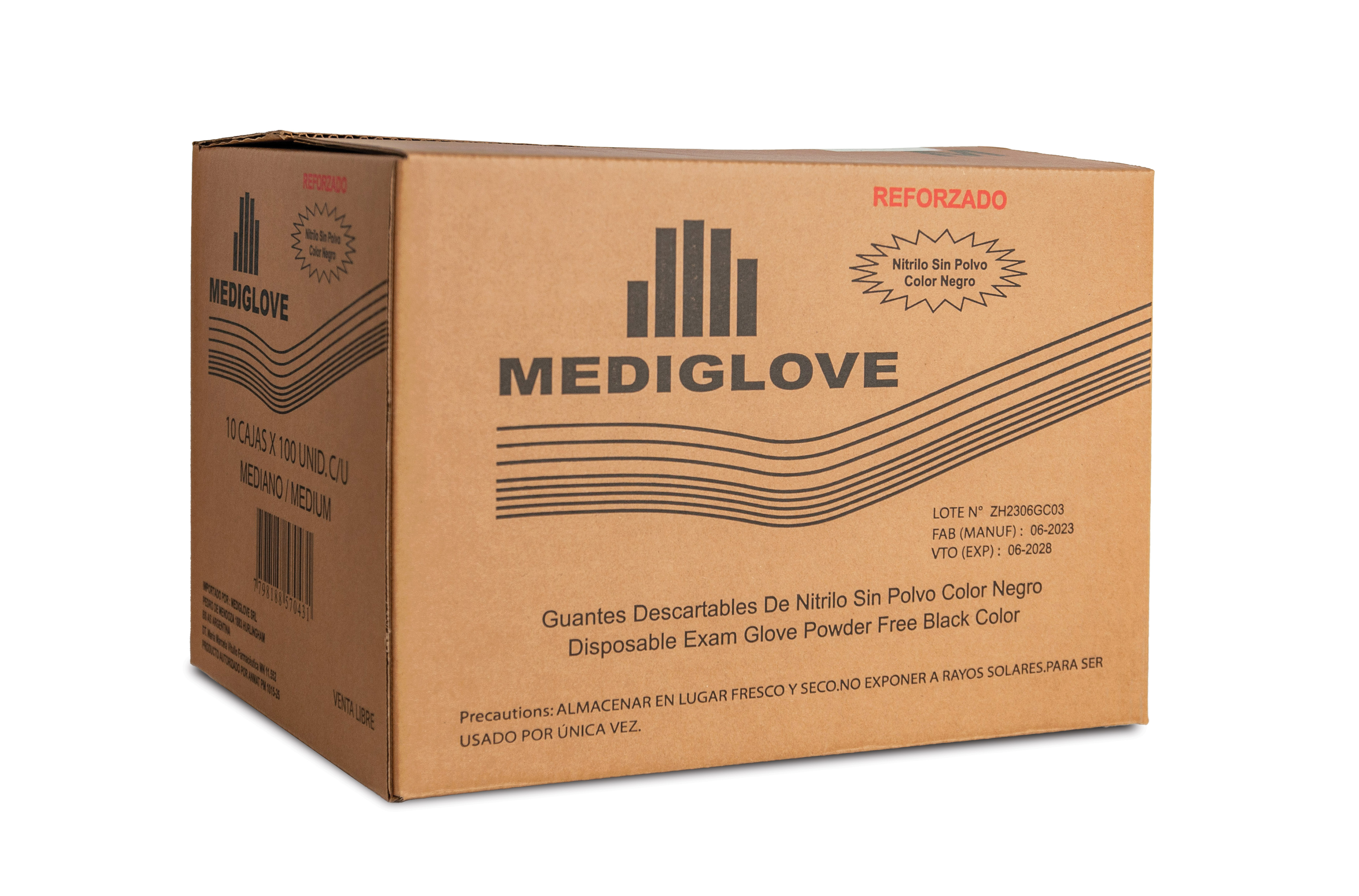 Guantes Nitrilo Negro. Reforzado (1x100un) Mediglove