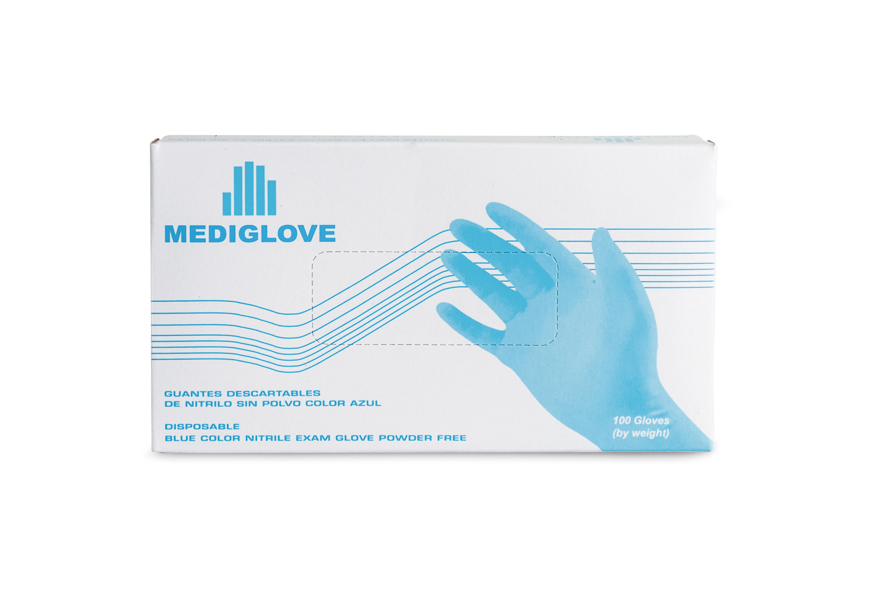 Guantes De Nitrilo Azul. Sin Polvo - (1x100un) Mediglove
