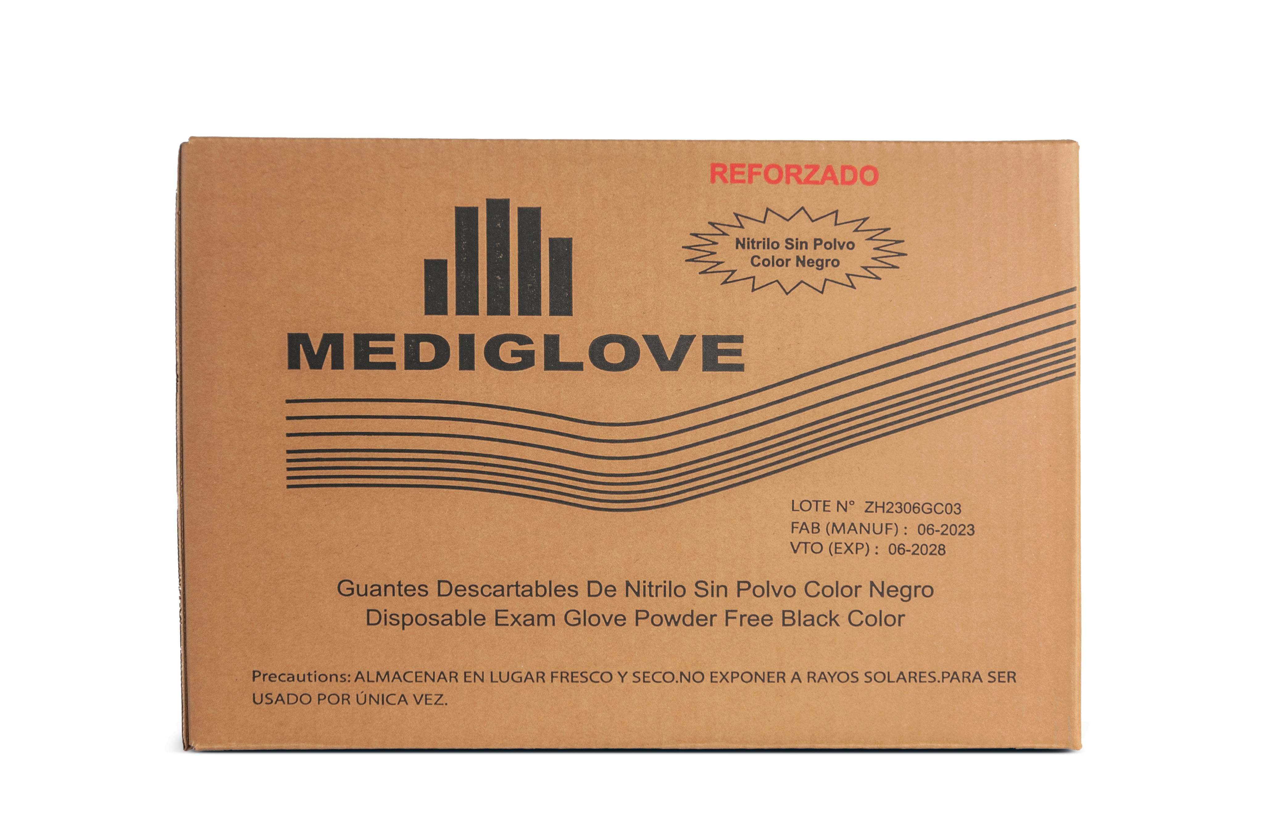 Guantes Nitrilo Negro. Reforzado (1x100un) Mediglove