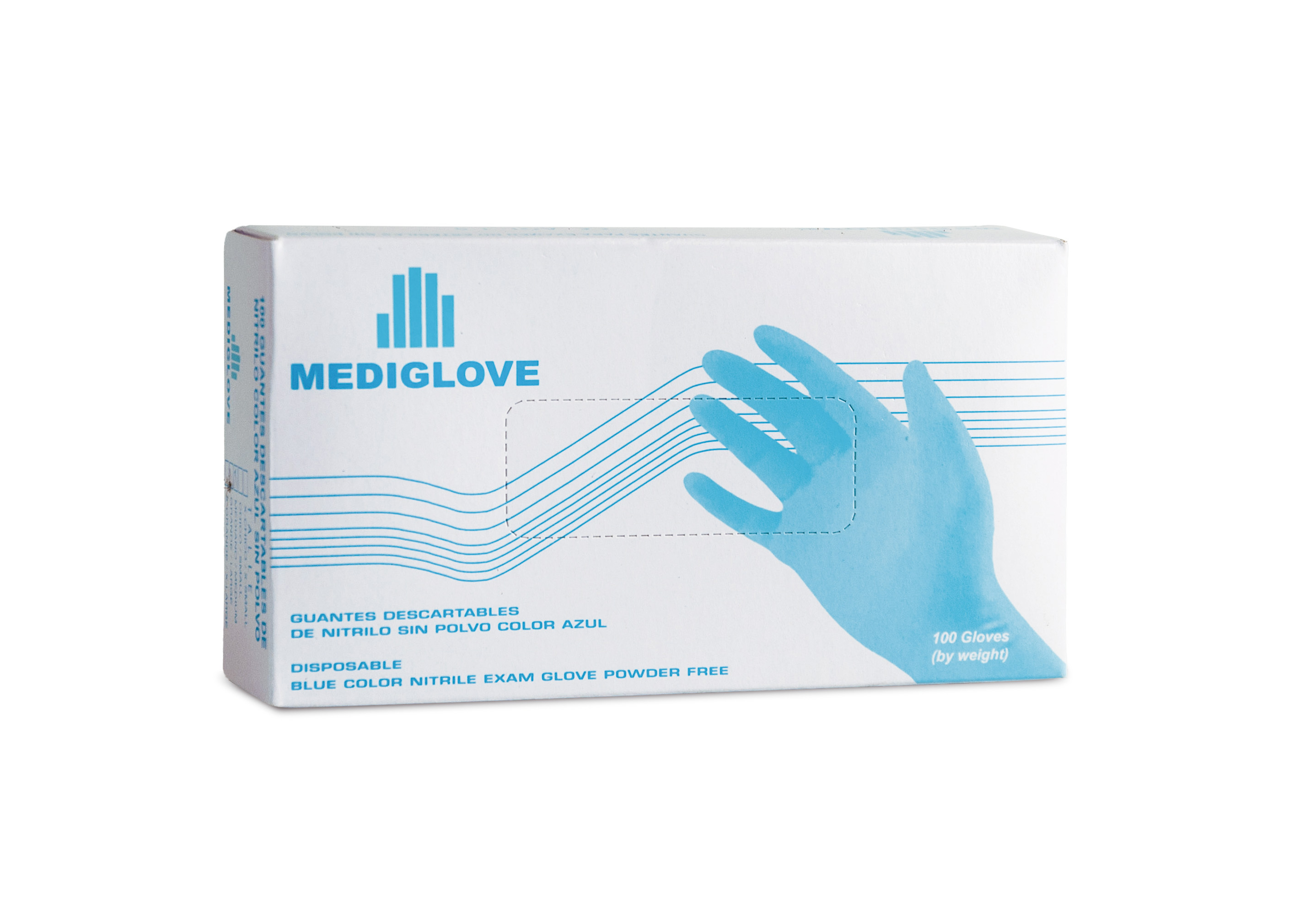 Guantes De Nitrilo Azul. Sin Polvo - (1x100un) Mediglove