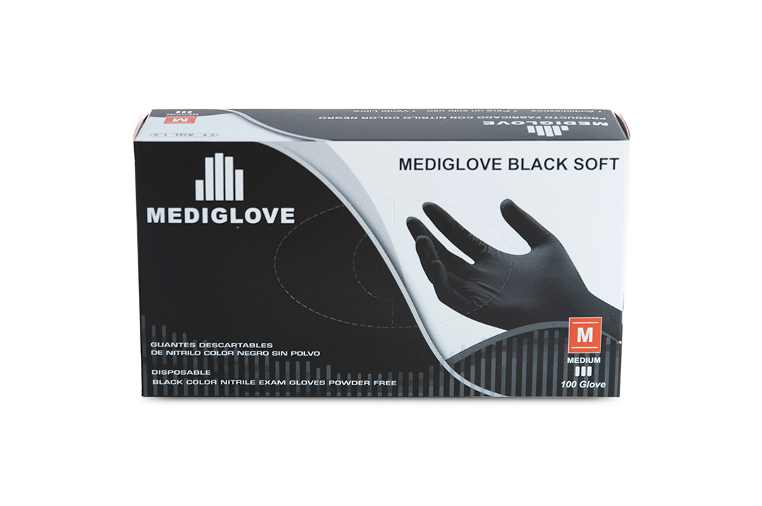 Guantes De Nitrilo Black soft. Sin Polvo - (1x100un) Mediglove