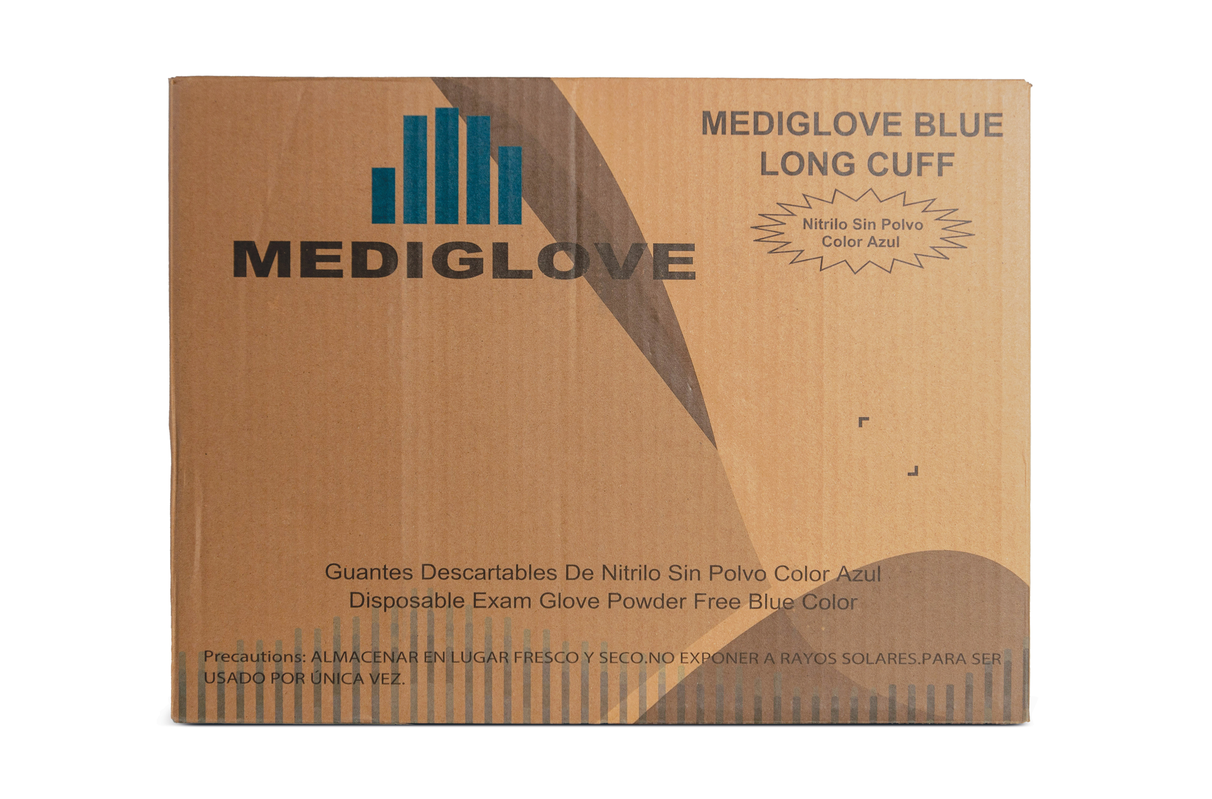 Guantes De Nitrilo Caña Larga BLUE 300 Sin Polvo - (1x100un) Mediglove