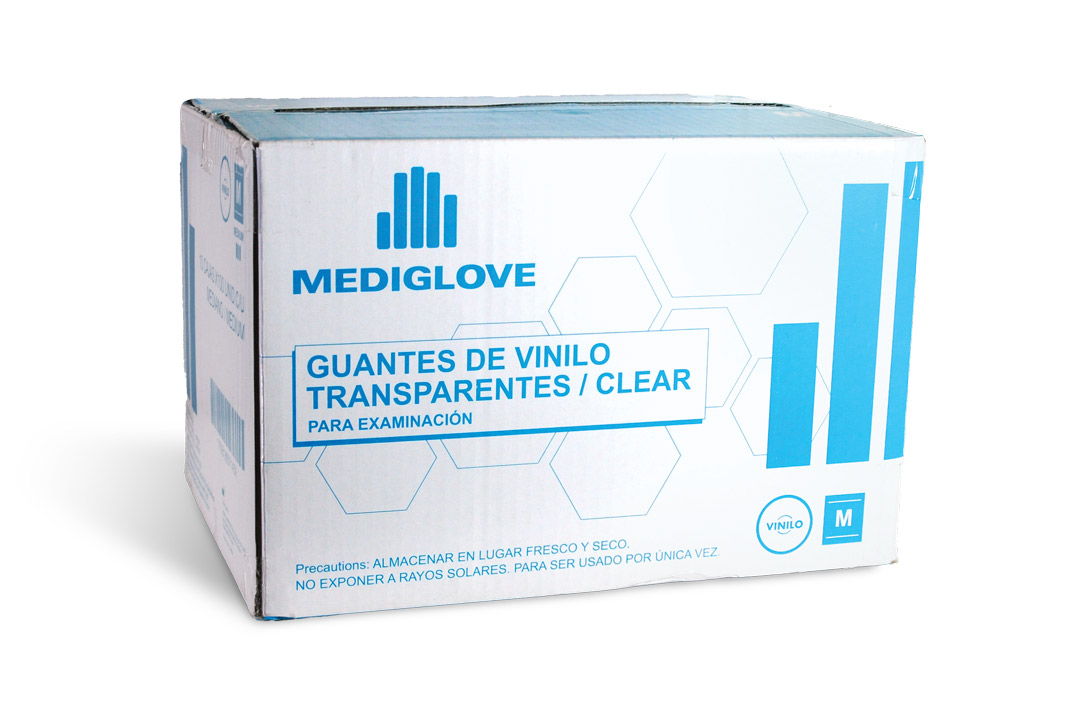 GUANTES DE VINILO TRANSPARENTE (1x100UN) - MEDIGLOVE