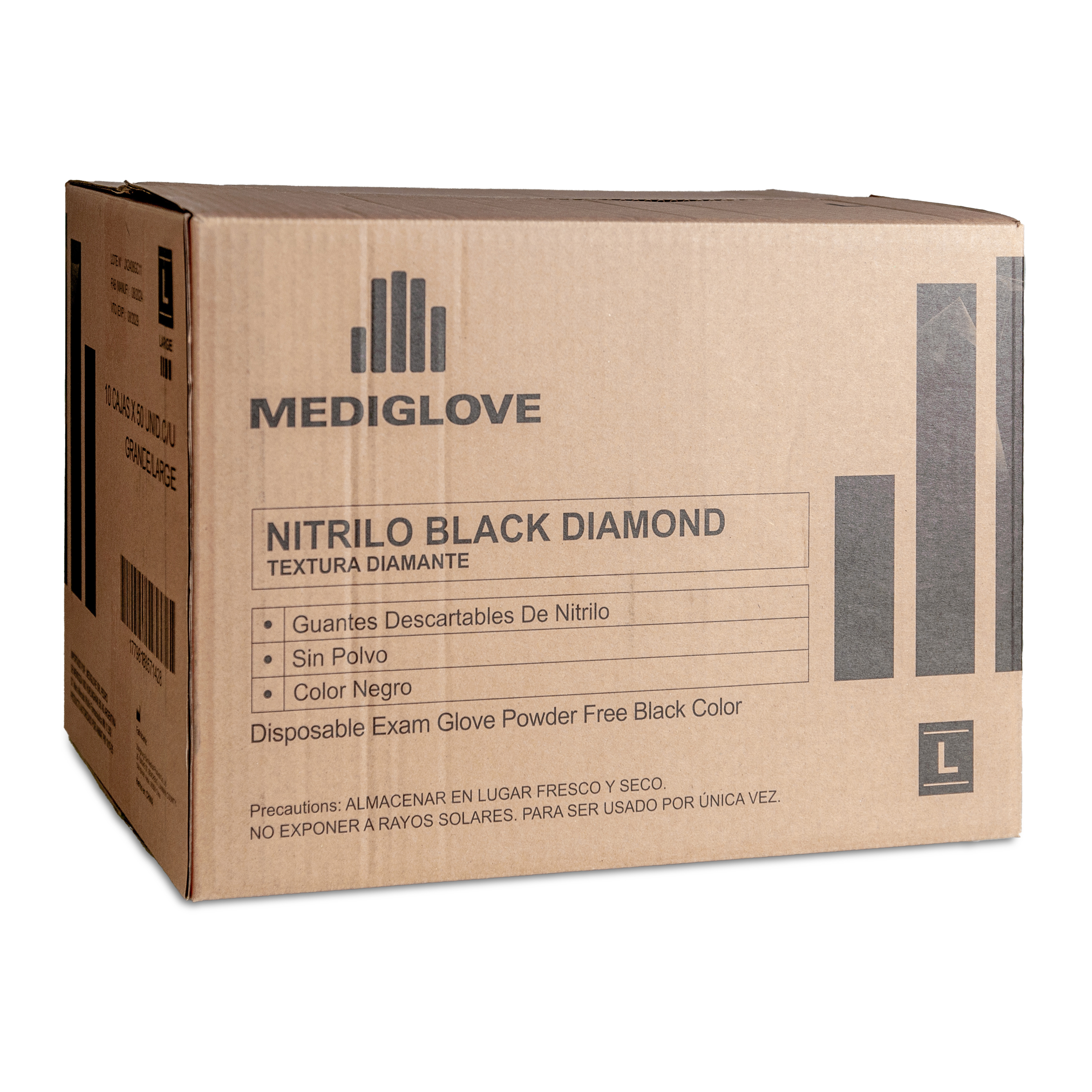 Guantes de Nitrilo BLACK DIAMOND - Textura diamante -(1x100un)